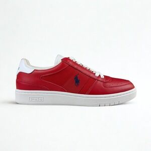 Polo Ralph Lauren Court Oxford Sneaker Red w/ Navy Blue Pony Streetwear Shoe